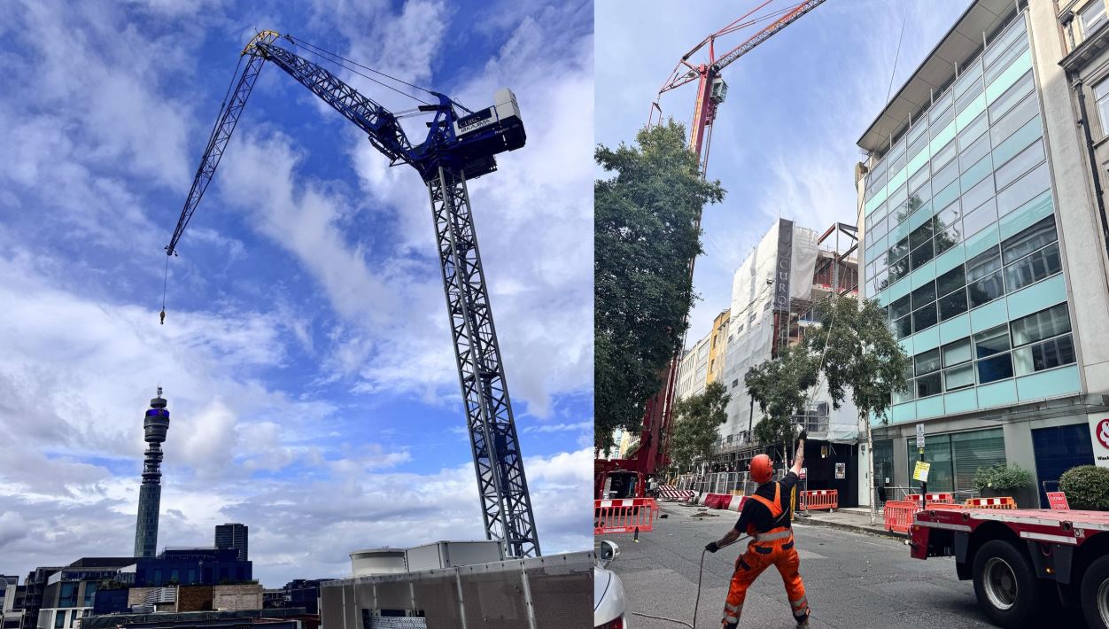 Image illustrating the news post `Precision Lift: Tower Crane Secured at 16 Berners Street in Central London`
